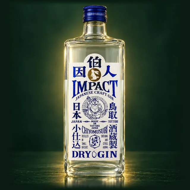 千代むすびクラフト・ジン 因伯人（IMPACT）のボトル（イメージ）