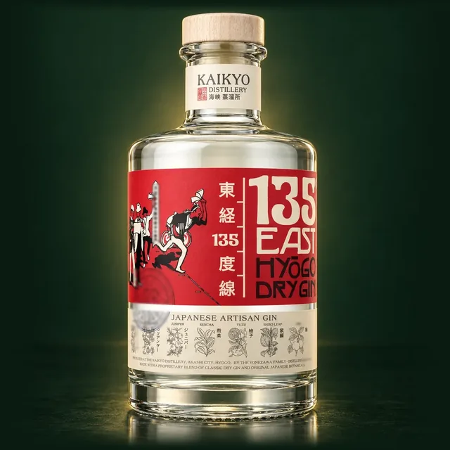 135° East Hyogo Dry Ginのボトル(イメージ)