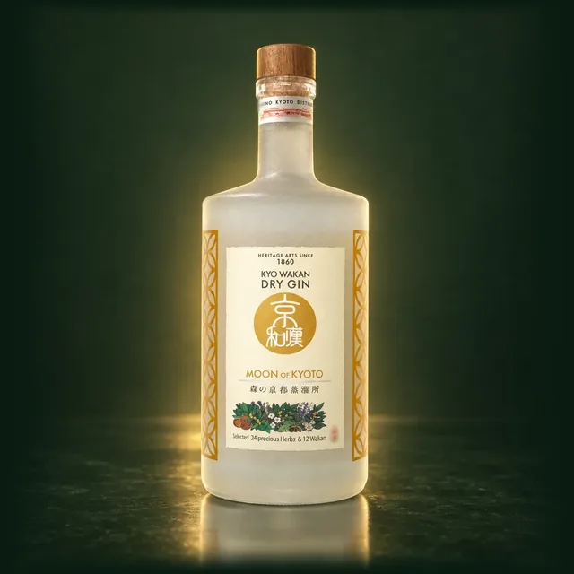 京和漢 DRY GIN MOON OF KYOTOのボトル（イメージ）