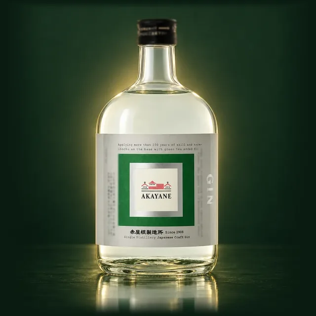 AKAYANE CRAFT GIN（緑茶）のボトル（イメージ）