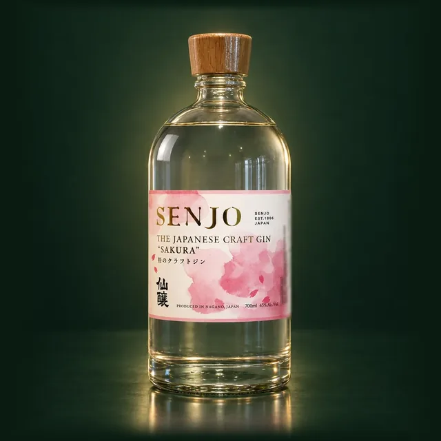 SENJO クラフトジン SAKURAのボトル（イメージ）